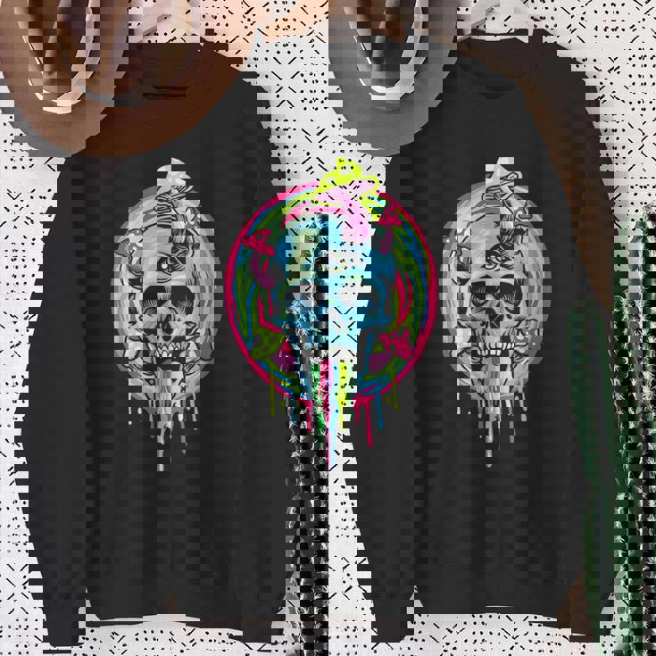 スカルマッシュルーム スケルトン グラフィック ゴス メンズ レディース スウェットシャツ 年配の女性への贈り物