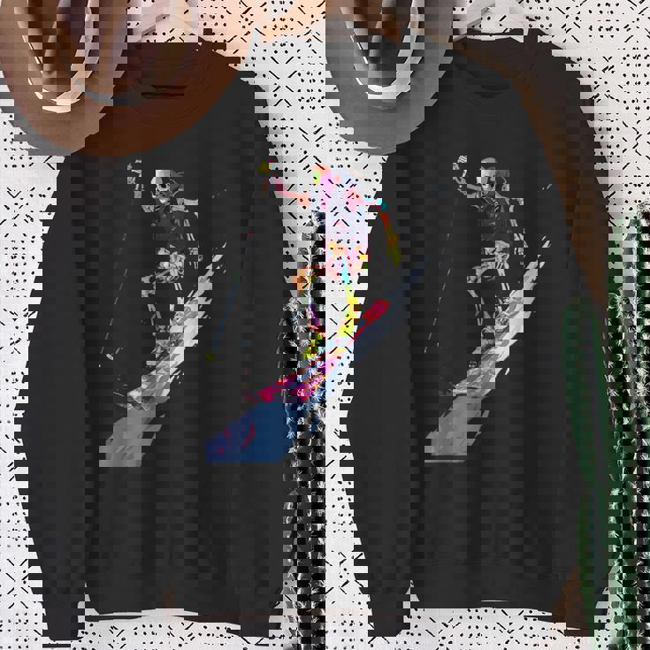 スキー スケルトン スキーヤー ダウンヒル 雪 冬 スキー スウェットシャツ 年配の女性への贈り物