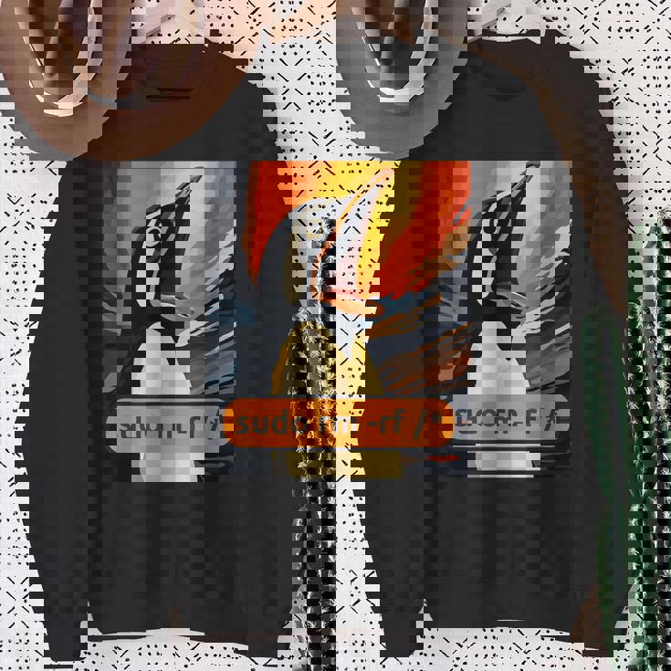 スクリーミング・タックス Linuxudo Rm-Rf スウェットシャツ 年配の女性への贈り物