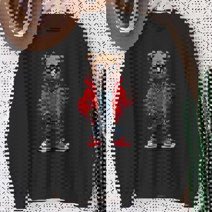 ストリートウェア ヒップホップ ラップ ラッパー ベア クール アーバン グラフィック スウェットシャツ 年配の女性への贈り物