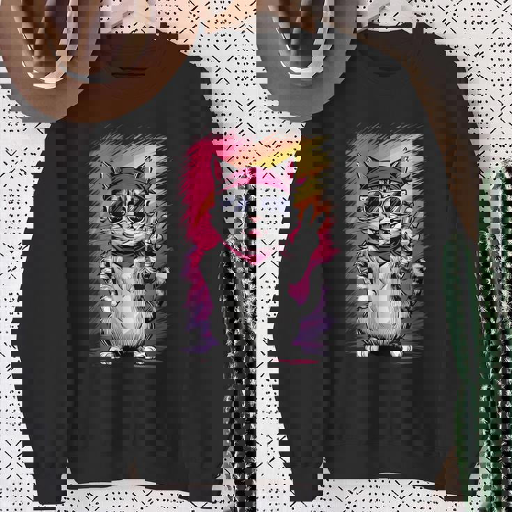 ストリートスタイル 猫 グラフィティ アート ストリートアート スウェットシャツ 年配の女性への贈り物