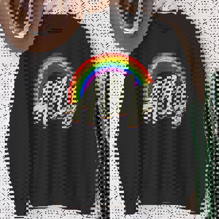 ストレートの味方、レインボーカラー、Lgbtプライド スウェットシャツ 年配の女性への贈り物