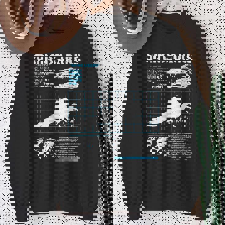 スピノサウルスのファクトシート スウェットシャツ 年配の女性への贈り物