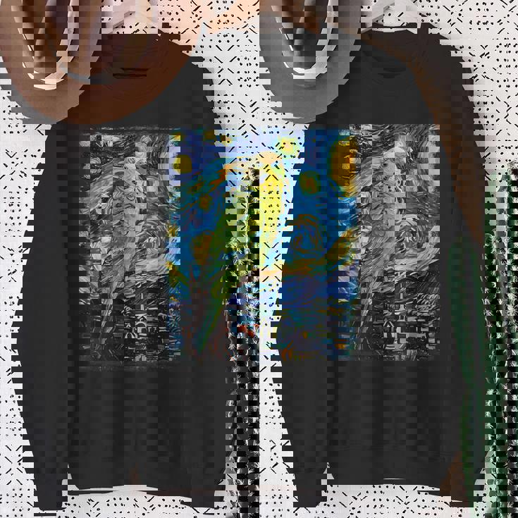 セキセイインコ オウム 鳥 星月夜 絵画 スウェットシャツ 年配の女性への贈り物