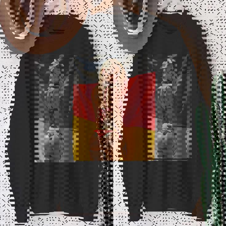 セクシーガールグラフィックtシャツ 「セクシーピンナップガール&ドイツ国旗」 スウェットシャツ 年配の女性への贈り物