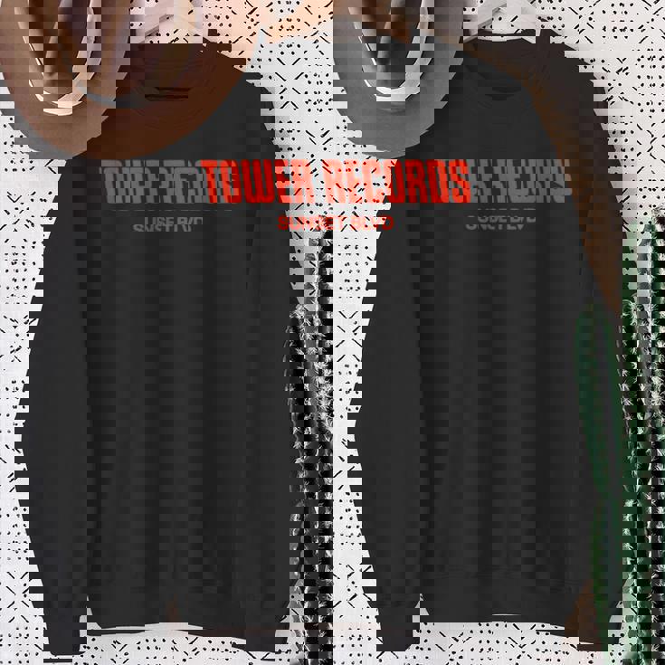 タワーレコード レトロ サンセット ブルバード ビンテージ音楽 ハリウッド 長袖tシャツ スウェットシャツ 年配の女性への贈り物