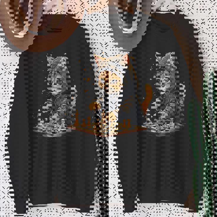 チェス メンズ レディース キッズ 猫 チェスプレイヤー スウェットシャツ 年配の女性への贈り物