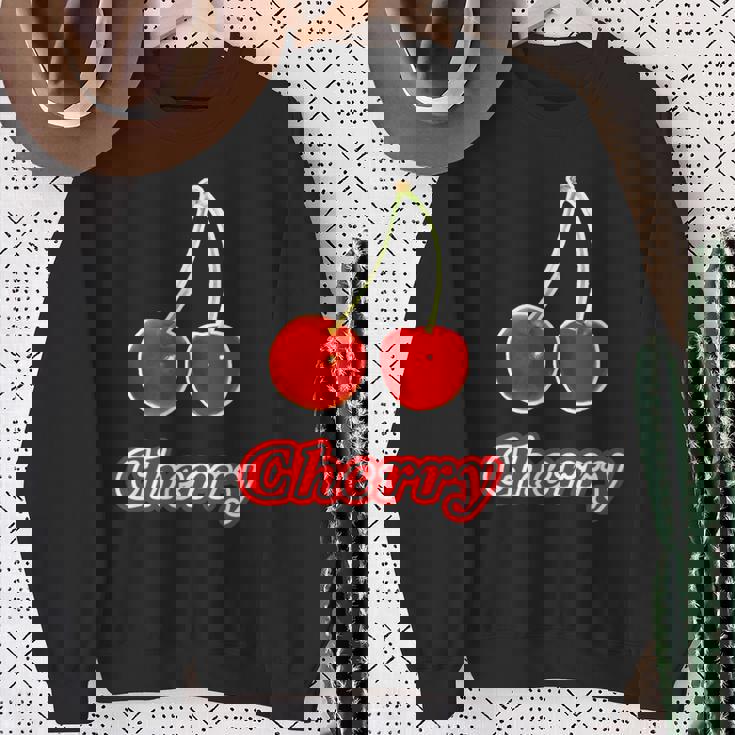 チェリー Cherry さくらんぼ 『フルーツ ポップ』果物 リアル レトロ 面白い イラスト スウェットシャツ 年配の女性への贈り物
