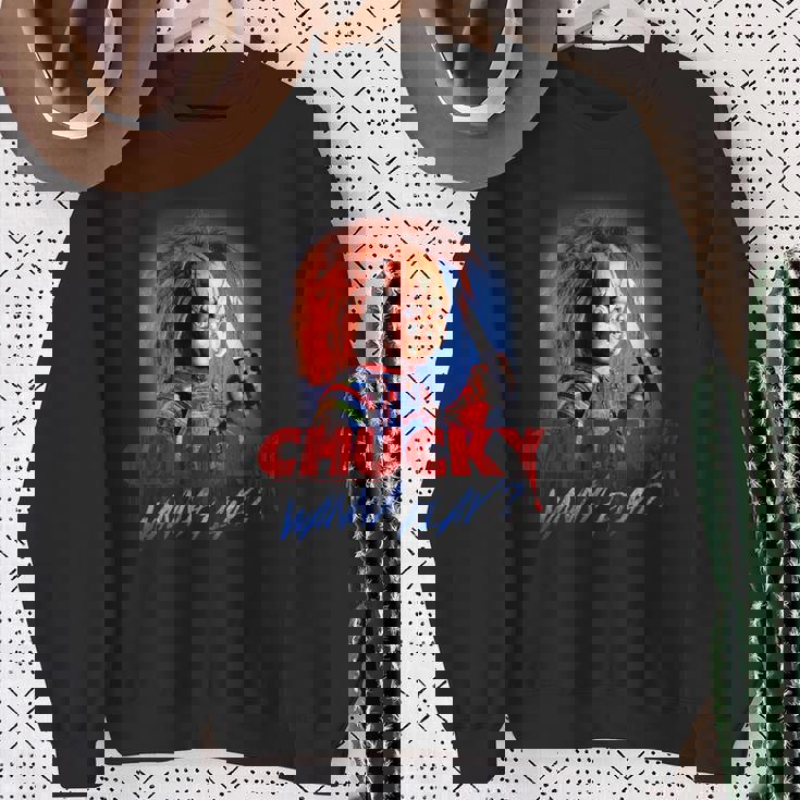 チャッキー・ワナ・プレイ・ブラッディ・ナイフ スウェットシャツ 年配の女性への贈り物