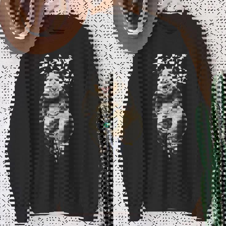 チャリで来た 面白いtシャツ パンダ 自転車 動物 メンズ グッズ かわいい おもしろ 面白い 服 ネタ スウェットシャツ 年配の女性への贈り物