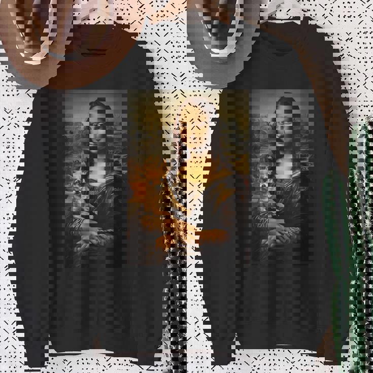 チワワ モナリザ 絵画 アート 犬 ママ お父さん スウェットシャツ 年配の女性への贈り物