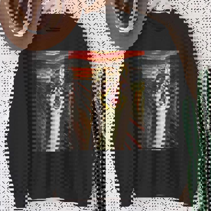 チワワ 面白いtシャツ 犬 ムンクの叫び かわいい メンズ 子供 おもしろ 服 グッズ ネタ わんこ スウェットシャツ 年配の女性への贈り物