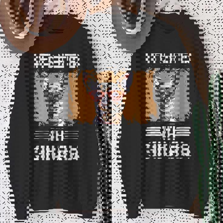 チワワデザイン レディース メンズ チワワ 犬 チワワ 恋人 スウェットシャツ 年配の女性への贈り物