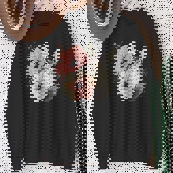 チンチラ ハイビスカス ブルーム ハーモニー フローラル チンチララバーズ スウェットシャツ 年配の女性への贈り物