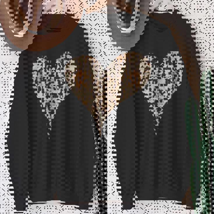 チーター ヒョウ柄 ハート スウェットシャツ 年配の女性への贈り物