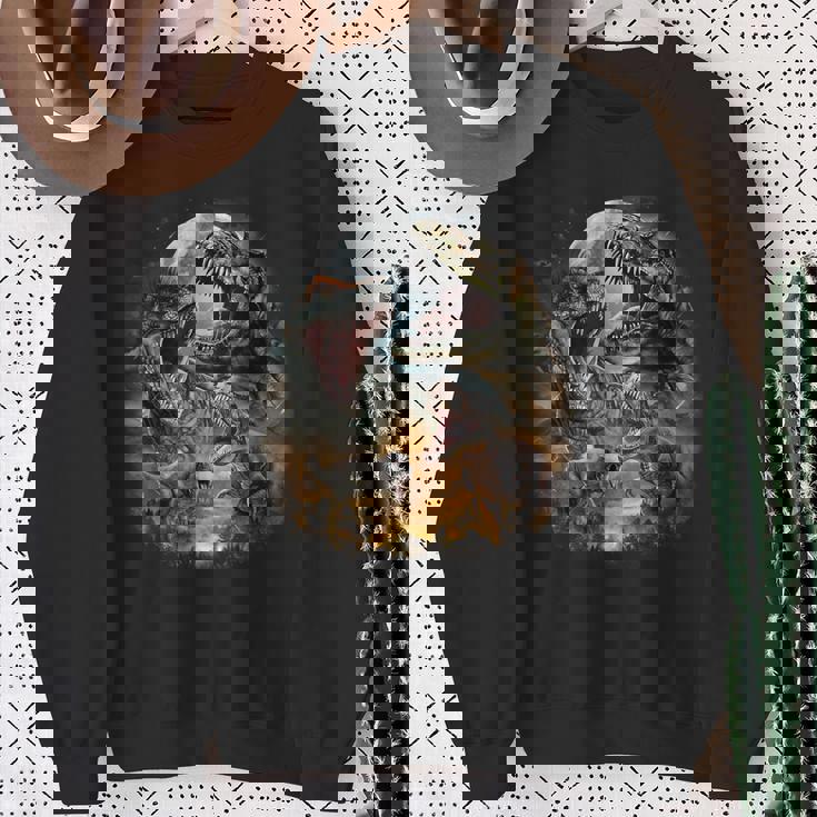 ティラノサウルス レックス 恐竜 先史時代の満月 スウェットシャツ 年配の女性への贈り物