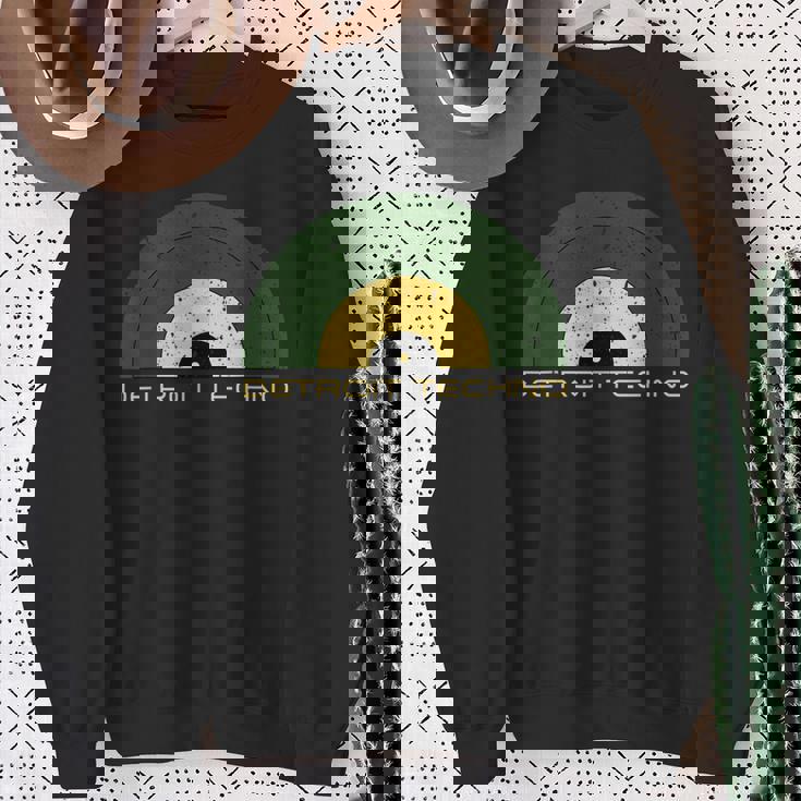 デトロイトテクノレトロルックレコード デトロイトテクノテキスト付き スウェットシャツ 年配の女性への贈り物