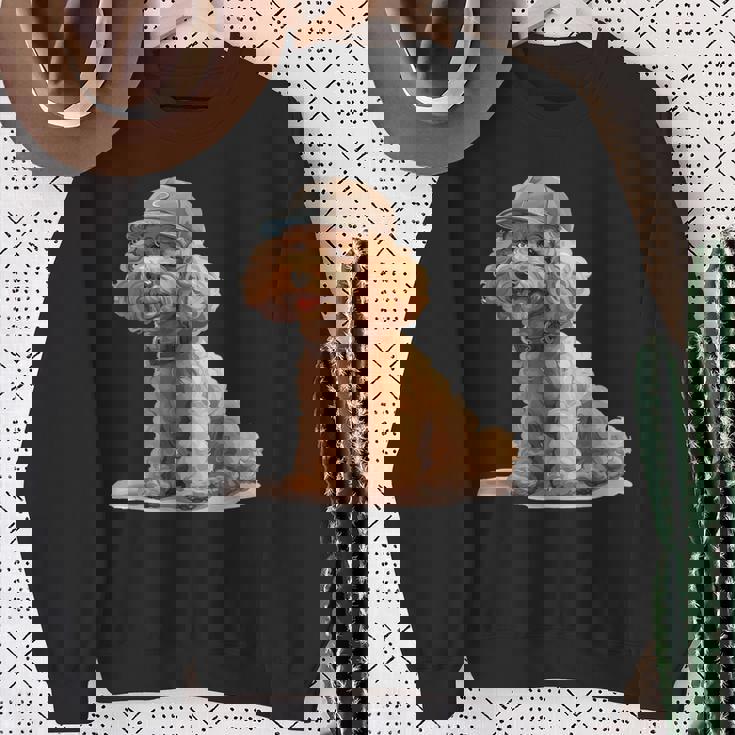 トイプードル 水彩 犬 野球帽 スウェットシャツ 年配の女性への贈り物