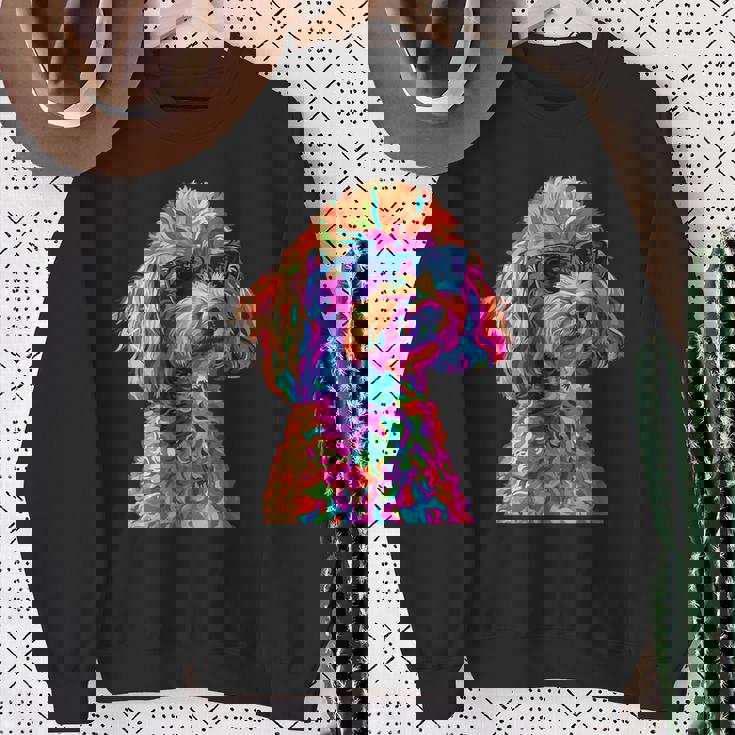 トイプードル愛好家デザイン ポップアート 面白いトイプードル 犬 スウェットシャツ 年配の女性への贈り物