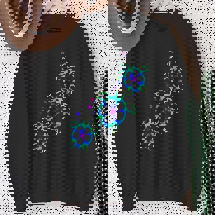 トロピカルカラー ハワイアン ホヌー ウミガメ スウェットシャツ 年配の女性への贈り物