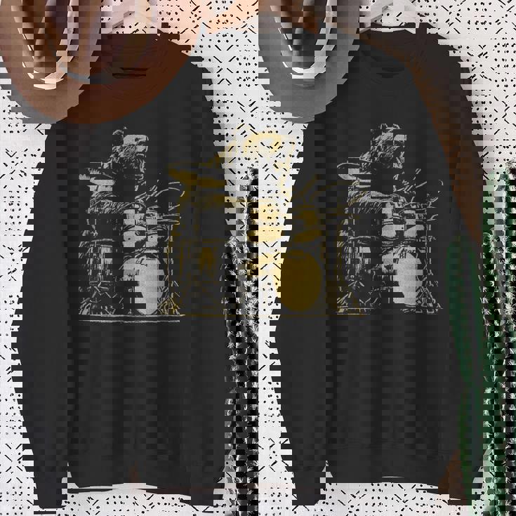 ドラマー ドラム クマ ドラムを演奏するミュージシャン スウェットシャツ 年配の女性への贈り物