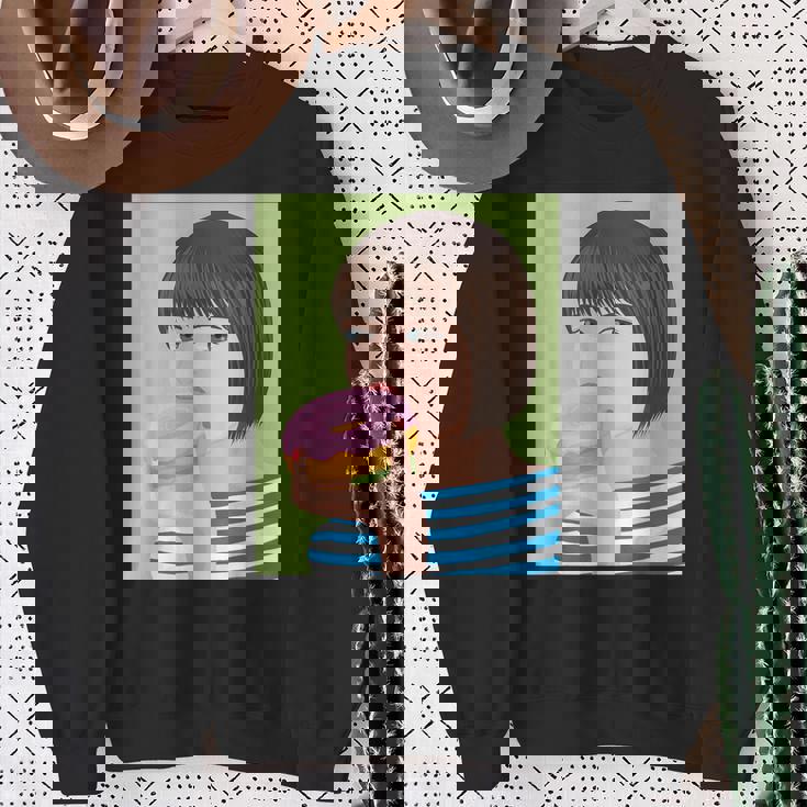 ドーナツショップ ポップアート ポートレート ロジックロックスター キュート ドーナツ ガールフレンド ドーナツ スウェットシャツ 年配の女性への贈り物