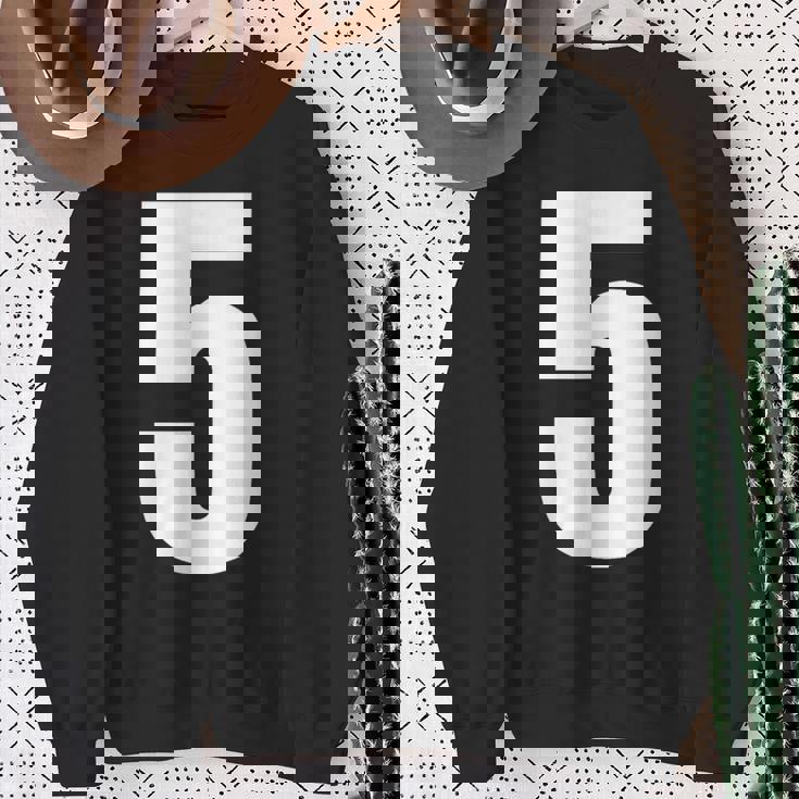 ナンバーファイブ 数字 5 プレーン 白 数字 スウェットシャツ 年配の女性への贈り物