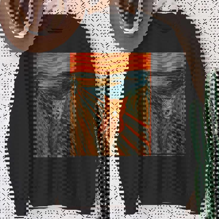 ニャンコの叫び 面白い 猫 ムンクの叫び パロディ おもしろ 服 おもしろグッズ ネタ スウェットシャツ 年配の女性への贈り物