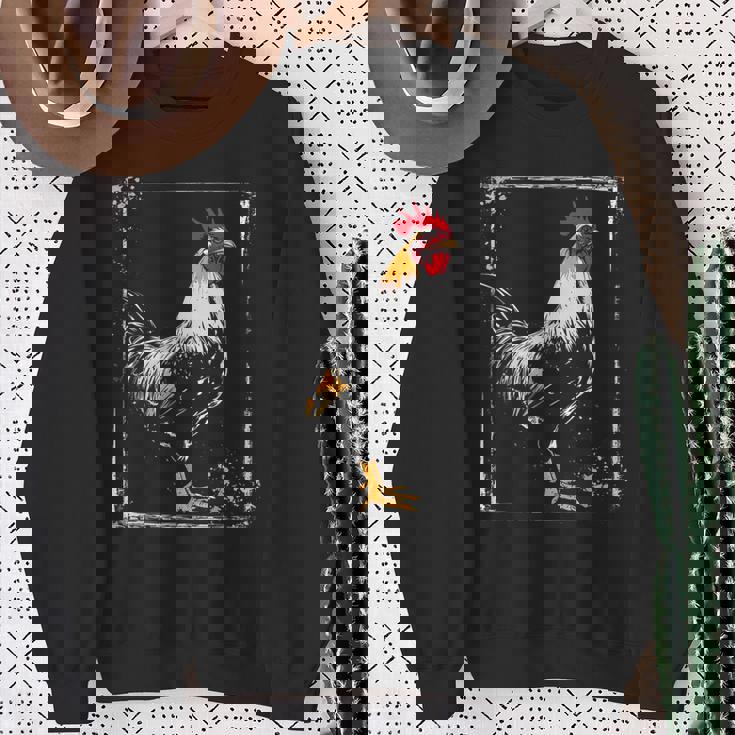 ニワトリ 絵画 描画 動物 アート グラフィック ニワトリ スウェットシャツ 年配の女性への贈り物