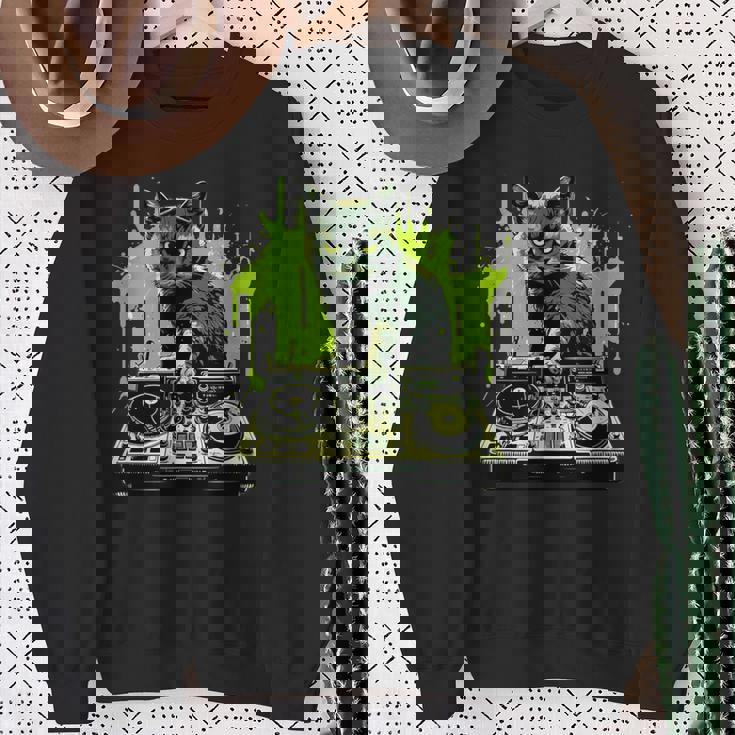 ハウスキャット レインボー Dj 猫 キティ スウェットシャツ 年配の女性への贈り物