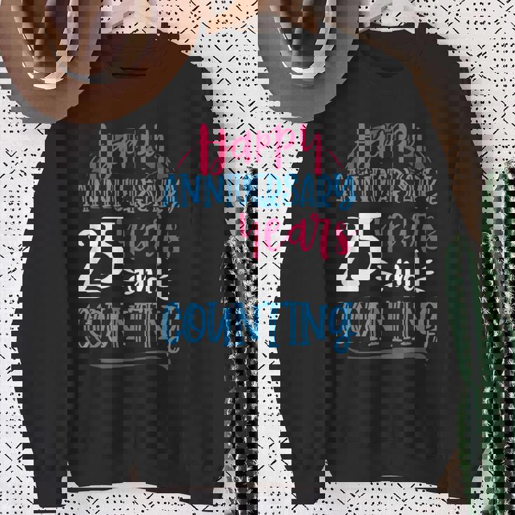 ハッピーアニバーサリー 25年 結婚25周年 スウェットシャツ 年配の女性への贈り物