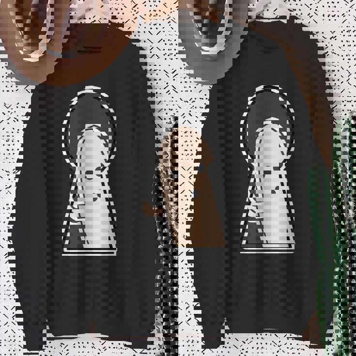 ハニワ くん 埴輪『古墳の 窓から』【ゆるフレンズ】歴史土器 キャラクター かわいい イラスト 面白い スウェットシャツ 年配の女性への贈り物