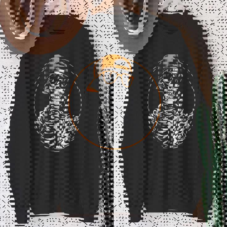 ハロウィン スケルトン ロックハンド ロッカー メンズ ボーイズ ロックミュージック スウェットシャツ 年配の女性への贈り物