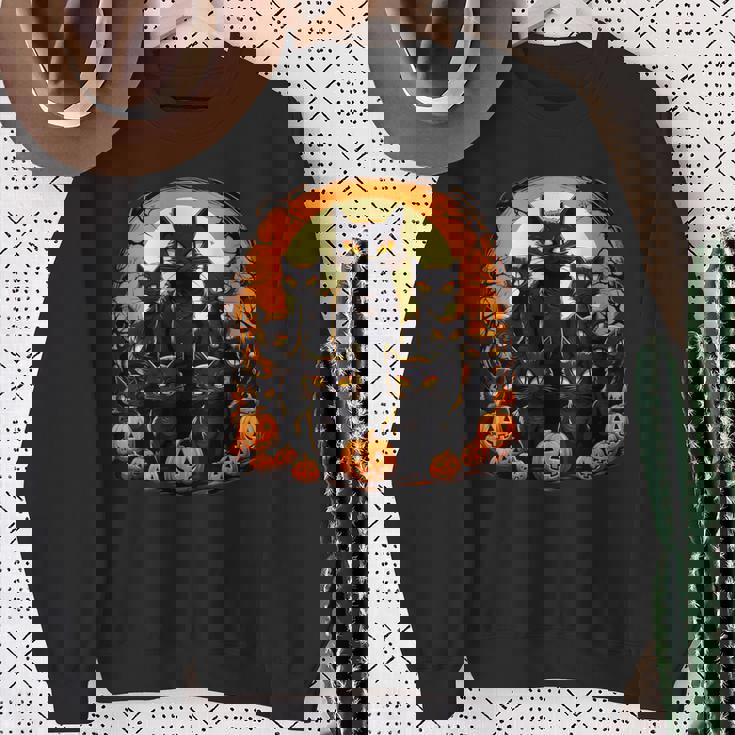 ハロウィン 黒猫 パンプキン 面白い レトロデザイン スウェットシャツ 年配の女性への贈り物