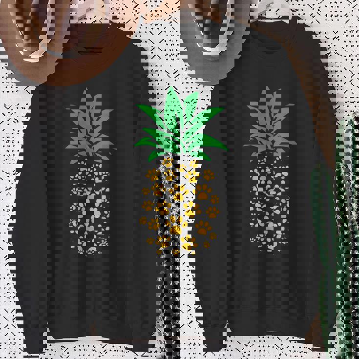 ハワイアンアイランド パイナップル 猫の肉球プリント 猫好きのギフト スウェットシャツ 年配の女性への贈り物