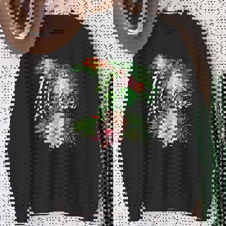 ハワイアンハイビスカスの花 アロハ スウェットシャツ 年配の女性への贈り物