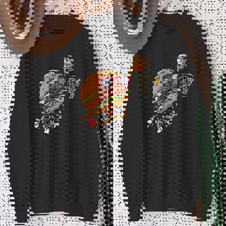 ハンバーガー バスケットボール ファーストフード バスケットボール選手 スウェットシャツ 年配の女性への贈り物