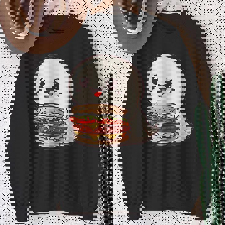 ハンバーガーとかわいいおばけ スウェットシャツ 年配の女性への贈り物