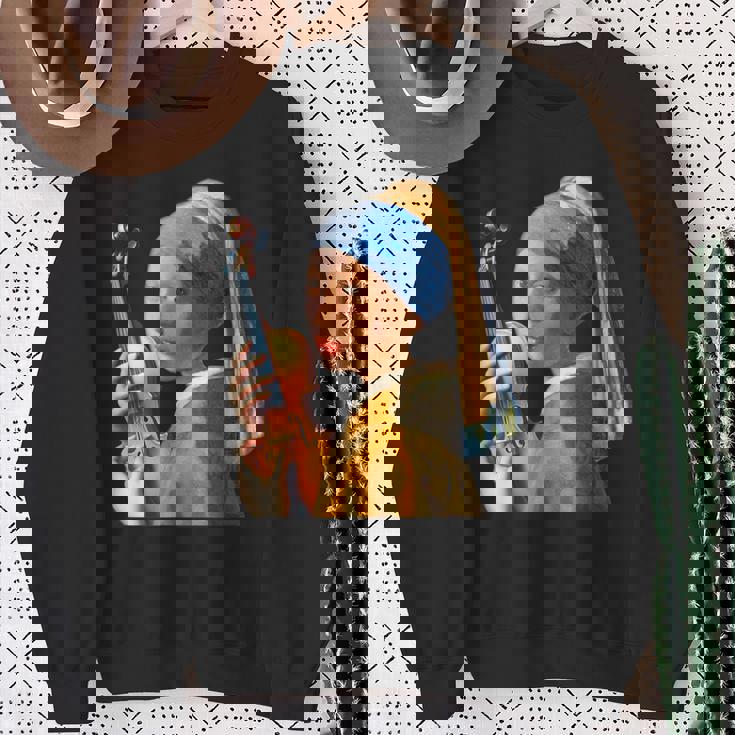 バイオリン 楽器 面白いtシャツ フェルメール かわいい メンズ 子供 おもしろ 服 グッズ ネタ 音楽 スウェットシャツ 年配の女性への贈り物