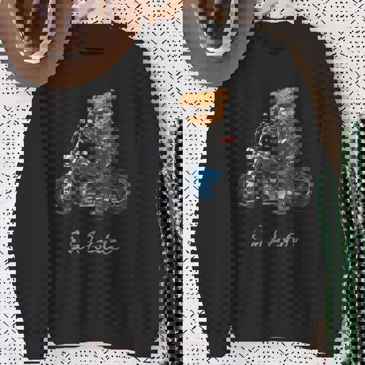 バイク クラシック オートバイ 熊 クルーザー スウェットシャツ 年配の女性への贈り物