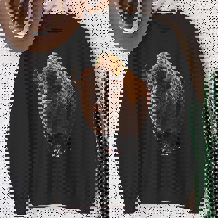 バイソン ヨーロッパバイソン 野牛 アメリカバイソン アメリカンバッファロー スウェットシャツ 年配の女性への贈り物