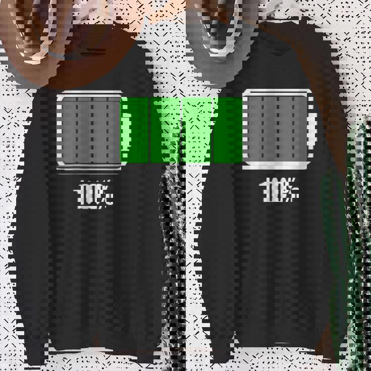 バッテリー100シャツ バッテリーハートフル充電バッテリーフル。 スウェットシャツ 年配の女性への贈り物