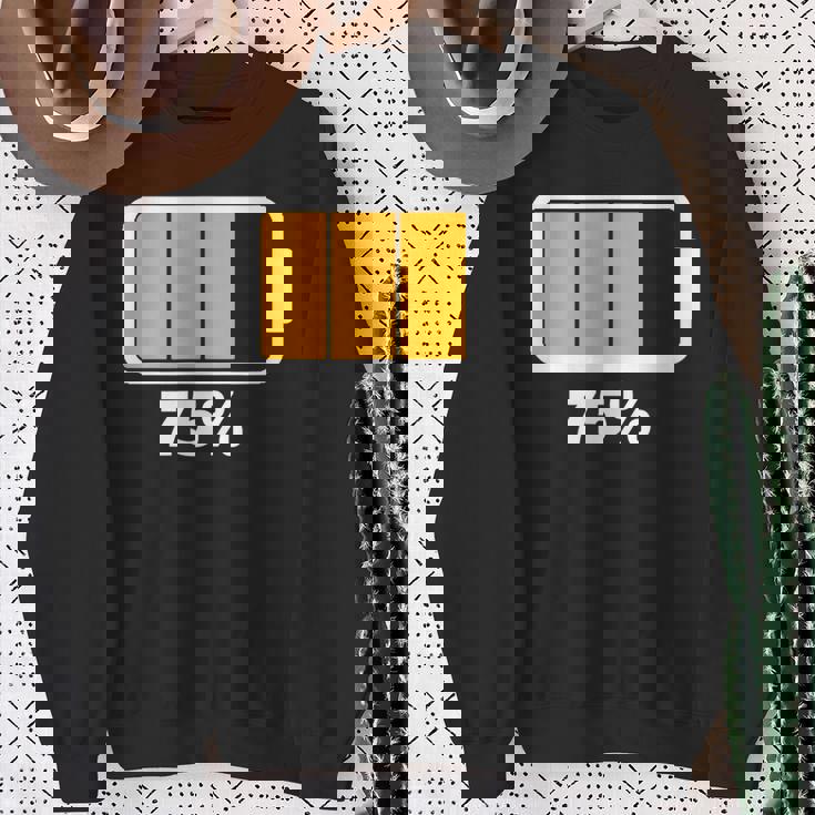 バッテリー75残り75バッテリーフルtシャツバッテリー低 スウェットシャツ 年配の女性への贈り物