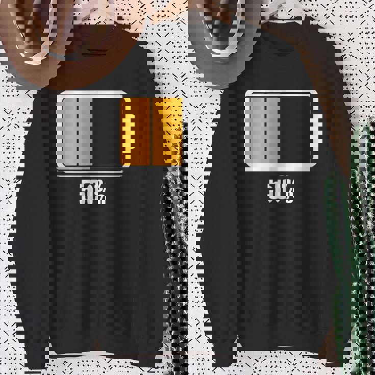 バッテリーハーフ残量50 バッテリーデッドtシャツ バッテリー残量が少ない スウェットシャツ 年配の女性への贈り物