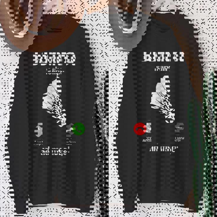 バドミントン呼び出しバドミントン愛好家面白いバドミントン選手 スウェットシャツ 年配の女性への贈り物