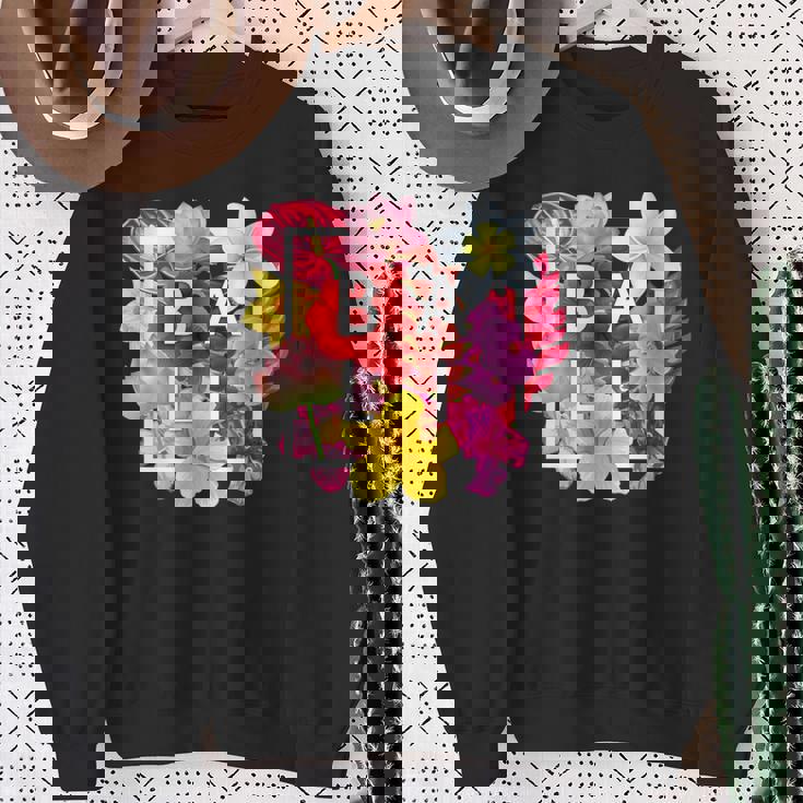 バリの花 ワードアート バリ島インドネシア土産 スウェットシャツ 年配の女性への贈り物