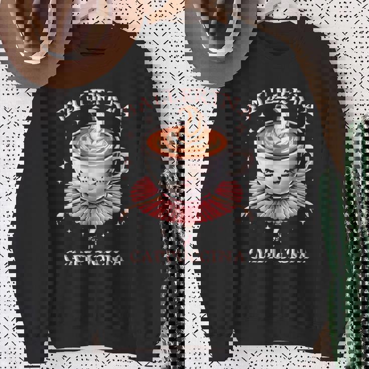 バレリーナ カプチーノ おもしろスローガン イタリアンブレイン レッド スウェットシャツ 年配の女性への贈り物