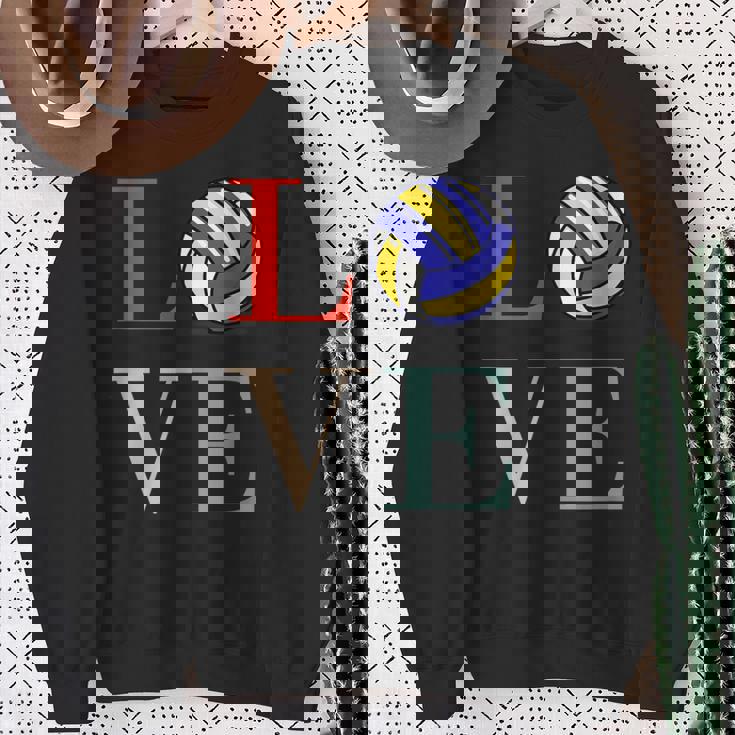 バレーボール 面白い バレー部 おもしろ 文字入り 服 おもしろグッズ 文字 ネタ メンズ Love 部活 スウェットシャツ 年配の女性への贈り物