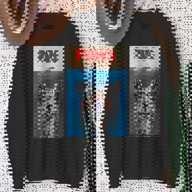 パウス おもしろ猫 パロディ 猫 恋人 ギフト 子猫 サメ ネズミ 鳴き声 スウェットシャツ 年配の女性への贈り物