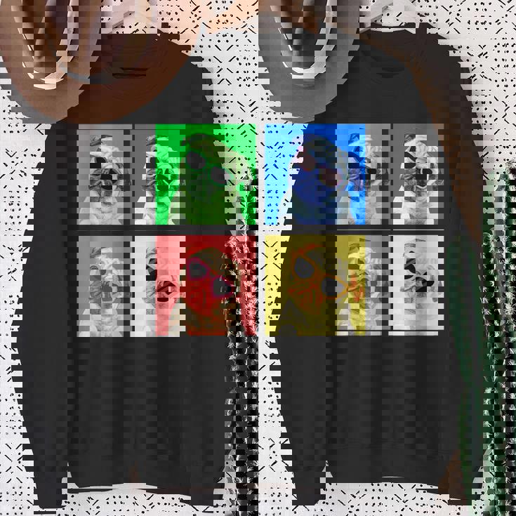 パグ 面白いtシャツ 犬 かわいい メンズ 子供 おもしろ 服 雑貨 グッズ ネタ わんこ イヌ 黒パグ スウェットシャツ 年配の女性への贈り物